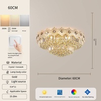Lampe de plafond en cristal de luxe LED dorée à intensité variable pour villa, salle de banquet, salon, hall d'hôtel, chambre à coucher, décoration de toute la maison