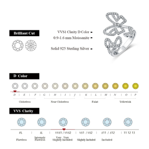 Bijoux de luxe D couleur Vvs Moissanite bague en <span class=keywords><strong>argent</strong></span> Sterling <span class=keywords><strong>925</strong></span> papillon forme diamant fiançailles Moissanite bague pour les femmes - Product Image 6