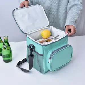 Custom Logo Portable Shoulder Ice Bags Food Thermal 12 Cans Ice Cream Picnic Lunch Delivery Oxford Insulated Cooler Bag