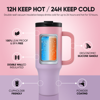 Em Estoque: Copo Térmico de Aço Inoxidável 40oz com Tampa 2 em 1 e Alça, Isolamento a Vácuo de Parede Dupla para Viagem, Caneca para Água Gelada com Caixa Branca