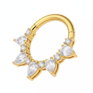 Anillos de Septum de 16G con Circonita Cúbica Transparente, Joyería para Septum, Clicker, Piercings para Conch, Helix, Tragus, Rook, Daith para Mujeres y Hombres, Oro 8/10 mm - Product Image 2