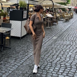 Robe longue midi décontractée pour femme K22D19605, nouvelle collection été <span class=keywords><strong>2022</strong></span>, à simple boutonnage - Product Image 6