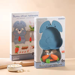 Bols créatifs en silicone Ensemble d'assiettes à dîner en silicone pour bébé Ensemble d'alimentation en silicone de dessin animé pour bébé Produits pour bébé - Product Image 4