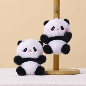 Porte-clés en peluche panda mignon avec joues roses, animal en peluche doux, breloque de sac, pendentif de sac à dos, mini jouet, cadeau pour enfant, vente en gros - Product Image 1