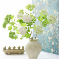 Fleurs artificielles en gros, Hortensias en soie à tiges multiples, Blanc et Vert, Décoration nordique pour la maison, Bouquet pour vase, Vente en gros directe usine