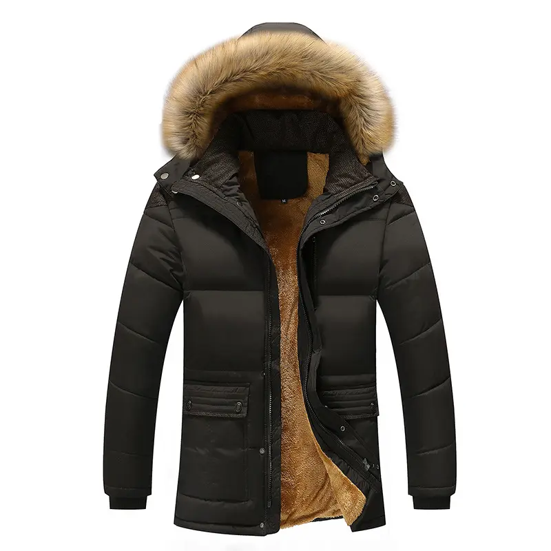 Winter Faux Fur Detachable Collar Parka Men Thick Cotton Jacket Oversize Male Hooded Coat Long Loose Warm Parka Overcoat Men