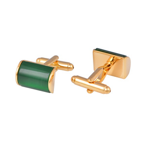 Thiết Kế Mới Lạ Màu Đen Và Màu Xanh Lá Cây Ngọc Vàng Kim Loại Khuy Măng Sét Cho Nam Giới Đám Cưới - Product Image 2