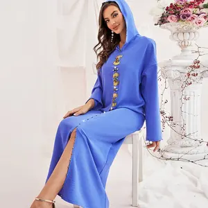 サテンヒジャーブドレス女性新しいラマダンイードムバラックエレガントソリッドスリムウエストスイングアラビアトルコイスラム教徒のドレスイスラム服