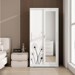 <span class=keywords><strong>Armadio</strong></span> in Metallo per Vestiti, Ideale per Appartamenti, Chiudibile a Chiave, Smontabile, in Acciaio, per Camera da Letto Femminile, con Porta Scorrevole Verniciata e Specchio - Product Image 2