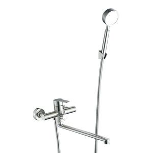 <span class=keywords><strong>Robinet</strong></span> de <span class=keywords><strong>cuisine</strong></span> mural à poignée unique en acier inoxydable 304, finition brossée, noyau de valve en céramique, 360°, vente chaude en Russie - Product Image 1