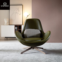 Fauteuil pivotant de style nordique à dossier haut en cuir, fauteuil individuel avec coussin pour la maison, la chambre ou la salle de réception