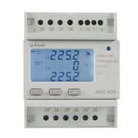 Medidor de Energía Trifásico de 4 Hilos ADL400 para Riel DIN con Pantalla LCD, Comunicación RS485, Precisión 0.5S, 230V para Puntos de Carga