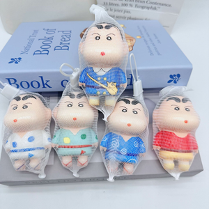 Porte-clés mignon en forme d'éponge de mer jaune de dessin animé |   Pendentif anti-stress souple à remontée lente pour breloque de sac et cadeau pour enfants - Product Image 4