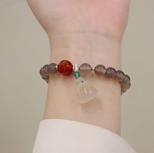 Graues Kristallarmband im Ethno-Stil, Modetrend, auffälliges Accessoire, Kürbis-Lotus-Samen-Anhänger, Handschmuck - Product Image 4