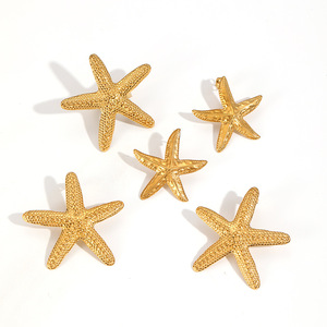 Ensemble de bijoux en acier inoxydable étoile de mer, bague et boucles d'oreilles unisexes, thème océan, vie marine, accessoire de mode - Product Image 4