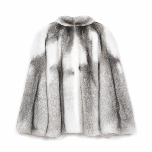 Abrigo de Piel de Visón Cruzado Plateado Blanco para Mujer, Chaqueta Corta de Invierno de Piel Auténtica, Cuello en V, Prenda Exterior de Lujo - Product Image 6