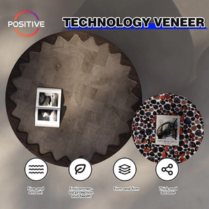 Juego de mesa redonda Grande y Pequeña de estilo antiguo, mesa de centro de chapa de madera creativa, mesa de té de mármol minimalista para sala de estar - Product Image 2