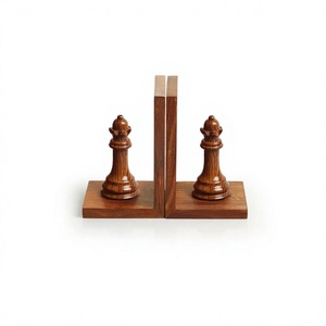 Brown Wooden Bookends for Home <b>Decor</b> Book Ends for Table Shelf Book Holder Stand Book Stopper Desk Office <b>Bookshelf</b> Organizer - Product Image 1