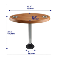 Ensemble de table de verrouillage de filetage marin Table de bateau de ponton ovale Base de support de table réglable RV disponible