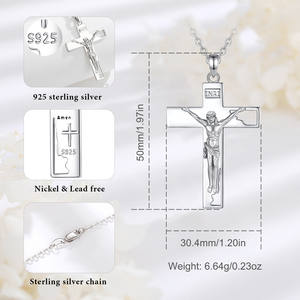 Merryshine 925 <span class=keywords><strong>plata</strong></span> esterlina mujeres Jesucristo Cruz <span class=keywords><strong>de</strong></span> Caravaca colgante collar <span class=keywords><strong>para</strong></span> hombres - Product Image 5
