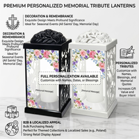Lanterne commémorative en plastique personnalisée pour cimetière, lanterne funéraire personnalisée avec impression de texte sur mesure