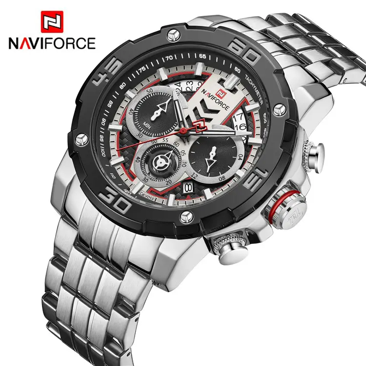 Naviforce 9175 SW men's watch top brand luxury watch 3ATM waterproof stainless steel multi-function timing quartz watch