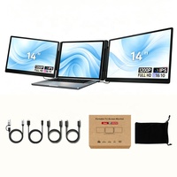 Moniteur portable triple écran 14 pouces IPS FHD LED pour ordinateur portable, extenseur d'écran avec USB-C/60Hz Plug-and-Play pour Mac/Windows (vente en gros/en vrac)