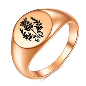 Anillo de Flor de Cardo Mariano de 12 mm, Redondo, Grabado con Láser, de Acero Inoxidable, Joyería para Mujer, Regalo - Product Image 4