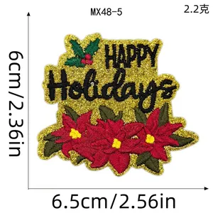 Décoration de Noël pour arbre de Noël, petit badge thermocollant, patchs brodés à paillettes, applique pour vêtements - Product Image 3