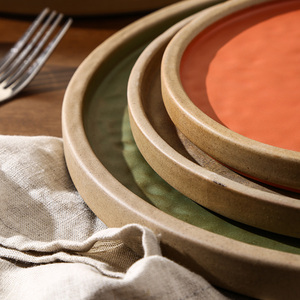 Platos de cena de cerámica <span class=keywords><strong>Vintage</strong></span> hechos a mano, juego de platos de textura <span class=keywords><strong>para</strong></span> restaurante, Hotel, decoración y uso del hogar - Product Image 2
