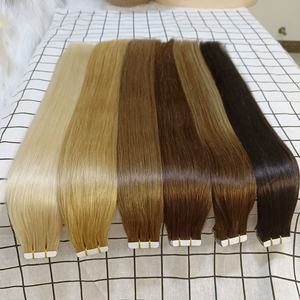 Extensions de cheveux humains vierges russes lisses et alignées, couleur personnalisée en gros, extensions de cheveux à bande adhésive Remy, cuticule de cheveux naturels, qualité 12A, non traitées - Product Image 4