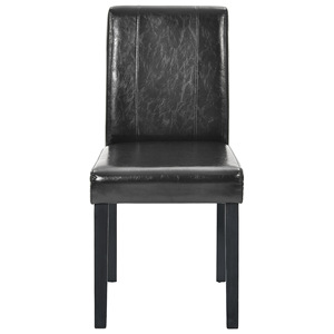 Chaise de salle à manger à dossier haut en similicuir, assise rembourrée, design moderne noir pour usage domestique - Product Image 2