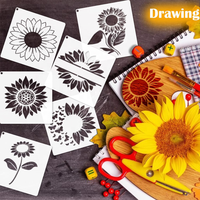 Pochoirs de fleurs pour la peinture sur bois Peinture florale en plastique Art Craft Pochoirs Petit pochoir de tournesol