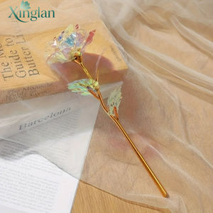 Blanc Artificiel 24K Rose Fleur Réaliste Faux Rose pour la Fête des Mères Thanksgiving Saint Valentin Fille Fête D'anniversaire Déco - Product Image 3