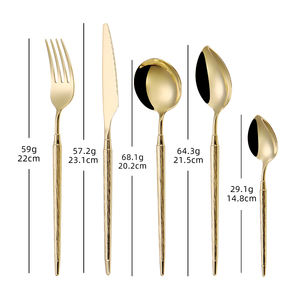 2025 nouveau coffret cadeau de noël ensemble de couverts martelés en acier inoxydable Champagne or cuillères et fourchettes ensemble - Product Image 6