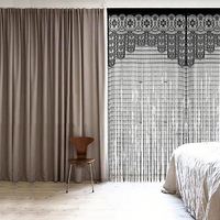 Décoration intérieure, rideaux blancs et noirs légers de 1*2m, style américain, motif de plantes et de fleurs, rideau de porte en dentelle pour chambre à coucher, bureau