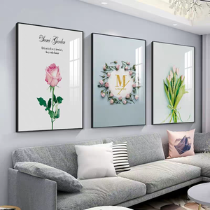 Affiches murales en série Feuilles de plantes vertes, style nordique floral, peinture sur porcelaine cristalline encadrée, pour fond de canapé, vente en gros d'usine - Product Image 6