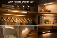 Lumière LED rechargeable ultra-fine pour armoire, détecteur de mouvement, éclairage sans fil sous l'armoire pour cuisine, placard