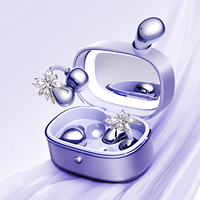 Écouteurs sans fil de luxe M195 avec réduction de bruit, intra-auriculaires, à clip ouvert, pour femme, design miroir de maquillage