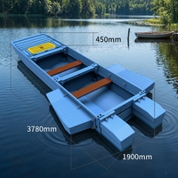 Bateau portable en PE à trois places, avec réservoirs de flottabilité pliables, épaissi, renforcé, résistant à l'abrasion, écologique, recyclable, spacieux pour le lac