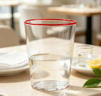 Tasse à café ou à thé en verre borosilicate soufflé à la main avec décoration rouge, pour la maison, la cuisine, l'eau quotidienne