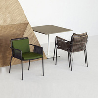 Chaise de bistrot d'extérieur tressée en corde de chanvre nordique, imperméable, avec cadre en aluminium de 1,5 mm, table et ensemble pour patio, café, cour, balcon
