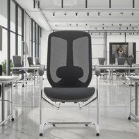 Chaise de bureau de direction moderne de haute qualité, en tissu, hauteur réglable, cadre en alliage d'aluminium, accoudoirs fixes, sans roulettes, ergonomique