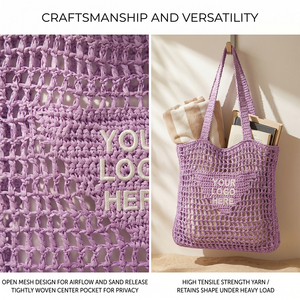 <span class=keywords><strong>Sac</strong></span> fourre-tout en paille tressé à la <span class=keywords><strong>main</strong></span> SHINY tendance, <span class=keywords><strong>sac</strong></span> de plage au crochet avec logo personnalisé, <span class=keywords><strong>sac</strong></span> de shopping ajouré en maille pour les vacances d'été - Product Image 5