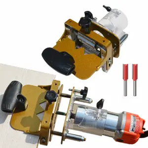 用于65毫米木材修剪器的榫眼夹具，2合1隐形开槽支架紧固件和线性轨道打孔定位器木工工具