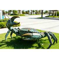 Grande sculpture de crabe en bronze, sculpture d'art animalier moderne en métal moulé sur mesure, décoration extérieure pour océanarium