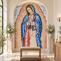 Mosaïque murale personnalisée de la Vierge Marie - Art mural en mosaïque de verre taillée à la main, représentant la Vierge de Guadalupe, pour la décoration d'autel d'église