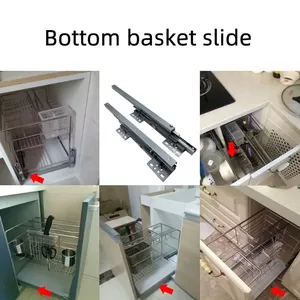 Hiện đại nhiệm vụ nặng nề giấu kính thiên văn undermount thép nhà bếp phòng ngủ ngăn kéo Slide 18mm tấm mềm đóng ẩn xử lý dễ dàng - Product Image 2