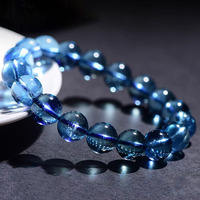 Bracelet en aquamarine bleu profond naturel du Brésil, qualité collection, pour collection de pierres précieuses et cadeau haut de gamme