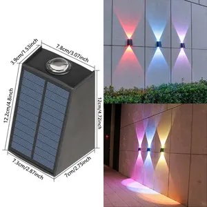 1/2/4/8 pièces Lampe Murale Solaire Extérieure Étanche Haut et Bas pour Jardin, Éclairage Décoratif, Lampe Murale Solaire pour Porche, Clôture, RVB Chaud - Product Image 1